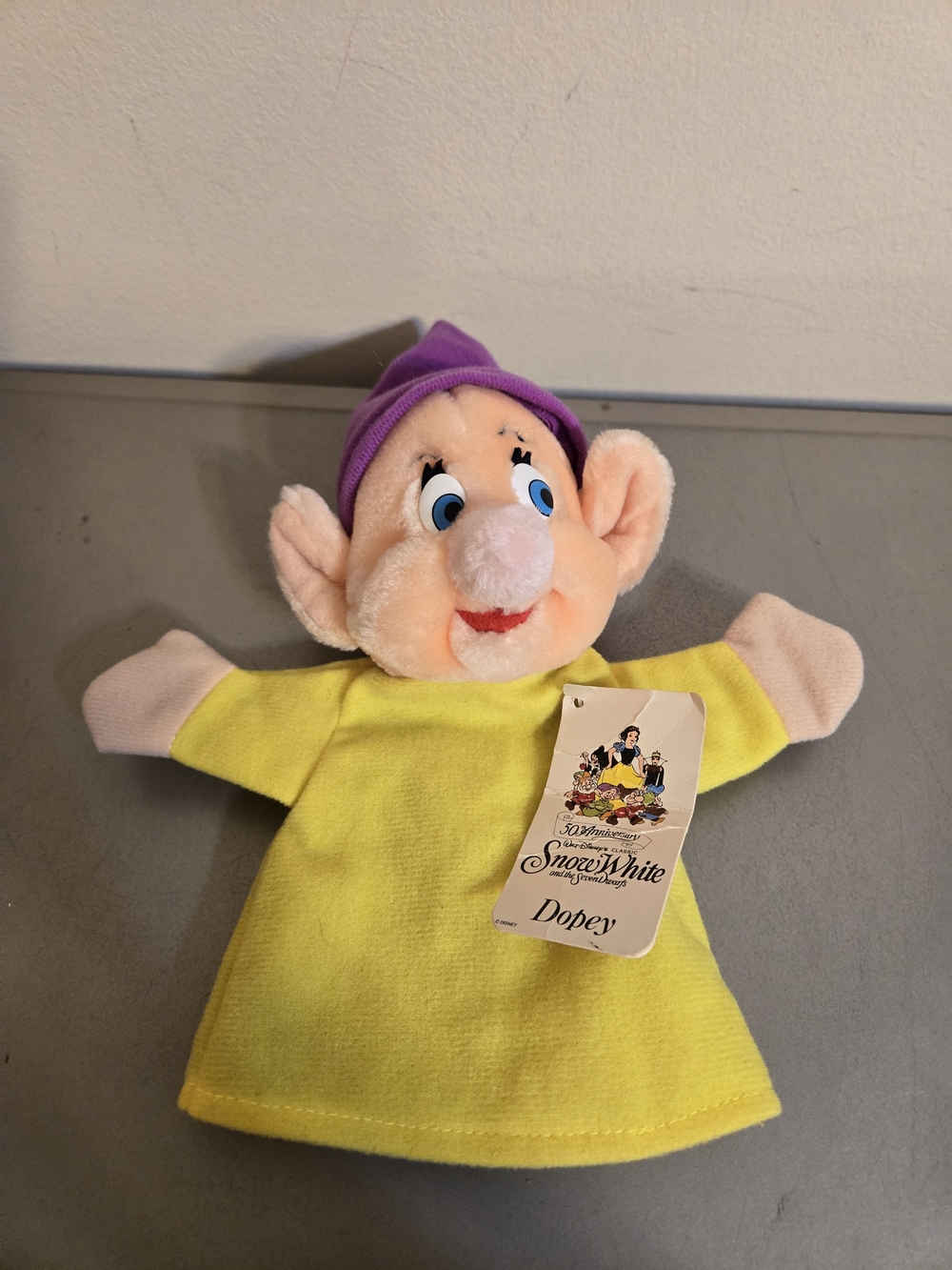 Vintage Disney Snow White Dopey Hand Puppet 50th Anniversary Edition 1987